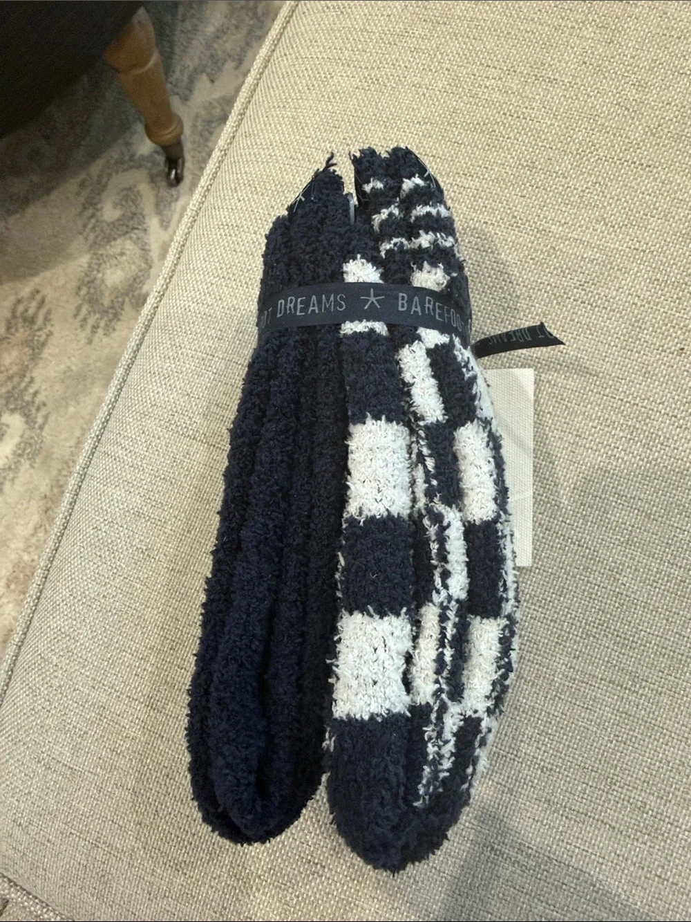 NWT • Barefoot Dreams • Cozy Chic Checks & Stripes Sock Set • Indigo Multi